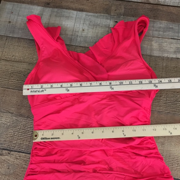 Lauren Ralph Lauren Red Ruffle One Piece Swimwear Size 10 - Picture 10 of 13